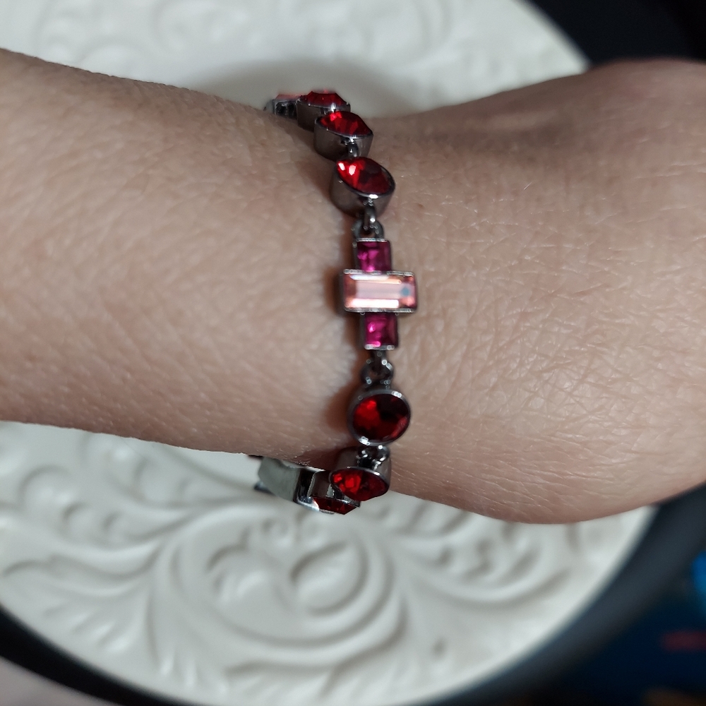 Givenchy/Swarovski Ruby Red Faceted Crystal Brace… - image 6